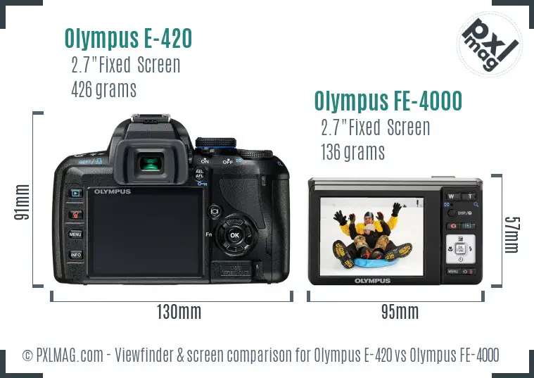 Olympus E-420 vs Olympus FE-4000 Screen and Viewfinder comparison