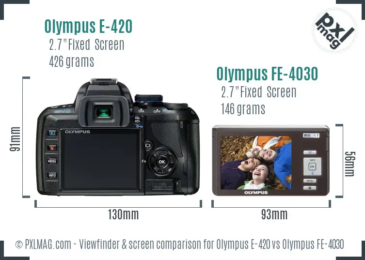 Olympus E-420 vs Olympus FE-4030 Screen and Viewfinder comparison