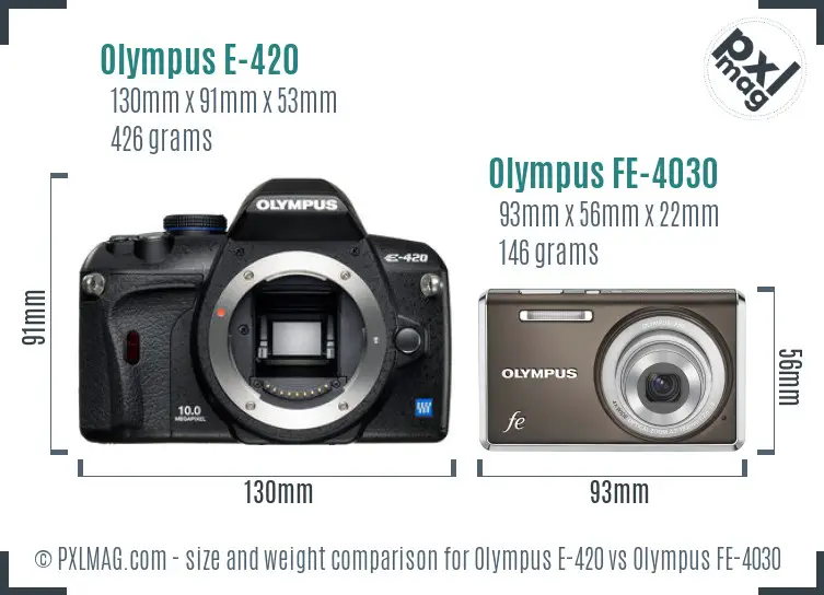 Olympus E-420 vs Olympus FE-4030 size comparison