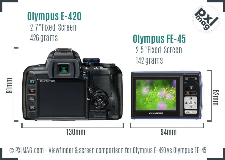 Olympus E-420 vs Olympus FE-45 Screen and Viewfinder comparison