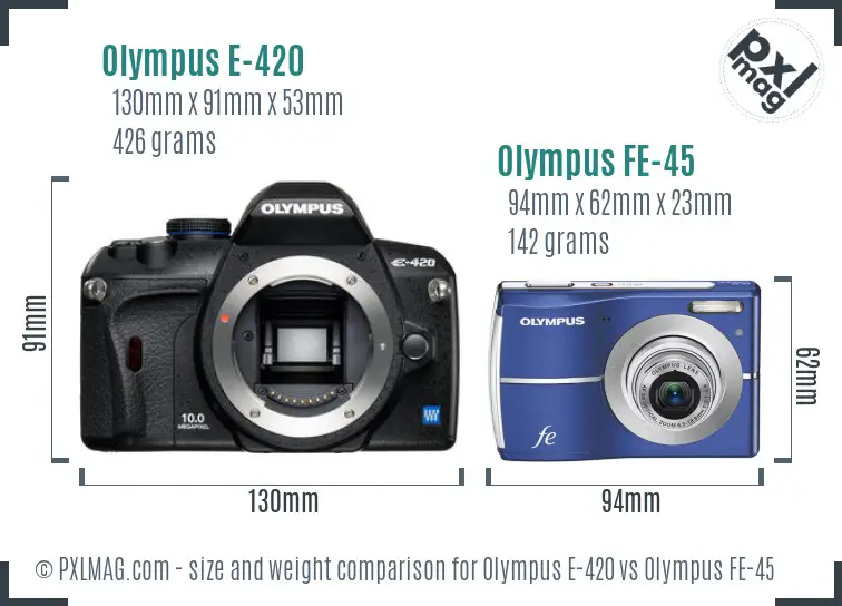 Olympus E-420 vs Olympus FE-45 size comparison