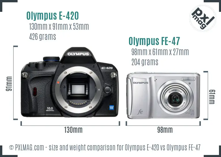 Olympus E-420 vs Olympus FE-47 size comparison