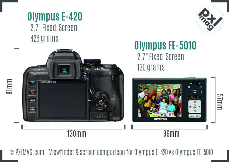 Olympus E-420 vs Olympus FE-5010 Screen and Viewfinder comparison