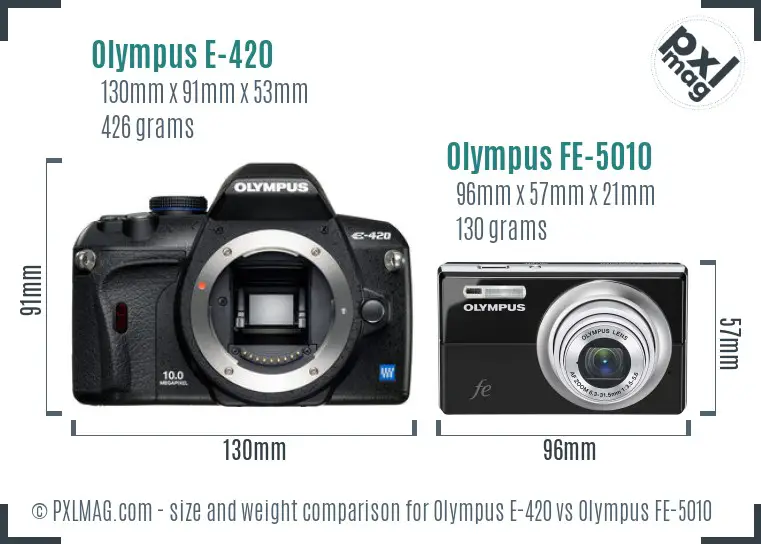 Olympus E-420 vs Olympus FE-5010 size comparison