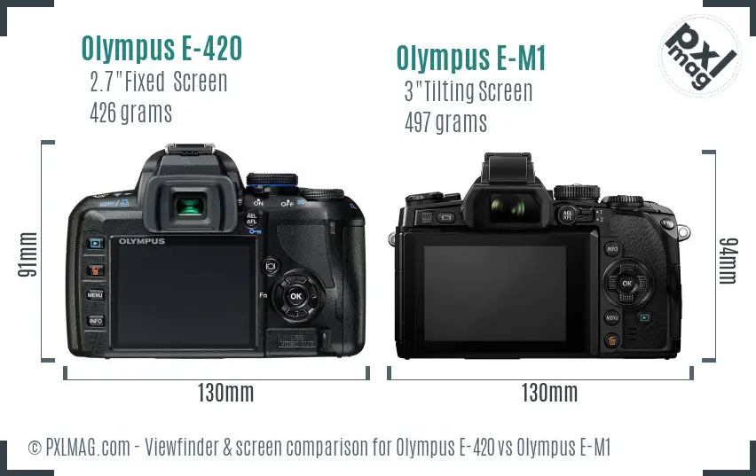 Olympus E-420 vs Olympus E-M1 Screen and Viewfinder comparison