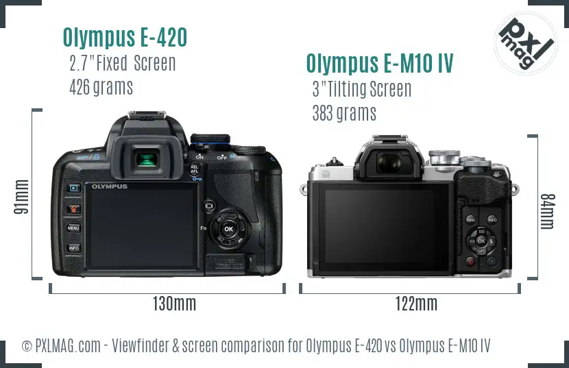 Olympus E-420 vs Olympus E-M10 IV Screen and Viewfinder comparison