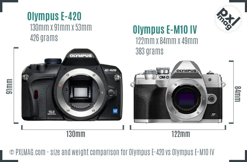 Olympus E-420 vs Olympus E-M10 IV size comparison