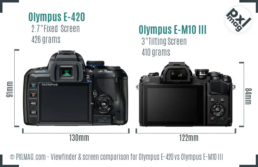 Olympus E-420 vs Olympus E-M10 III Screen and Viewfinder comparison