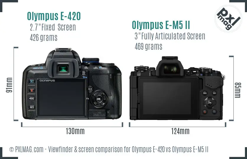 Olympus E-420 vs Olympus E-M5 II Screen and Viewfinder comparison