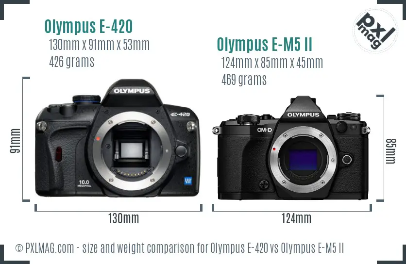 Olympus E-420 vs Olympus E-M5 II size comparison