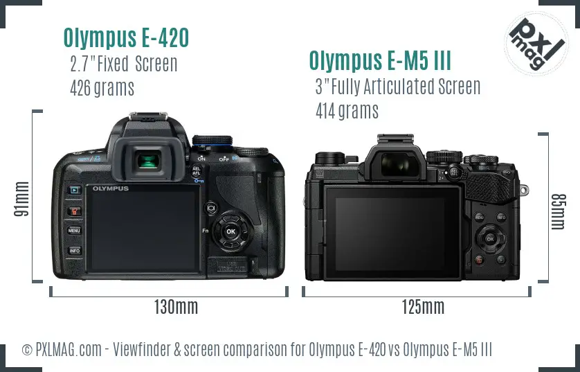 Olympus E-420 vs Olympus E-M5 III Screen and Viewfinder comparison