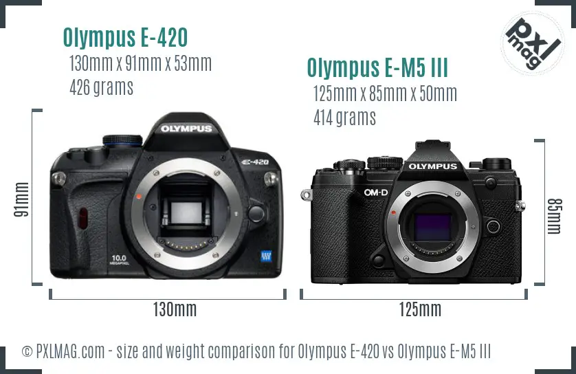 Olympus E-420 vs Olympus E-M5 III size comparison