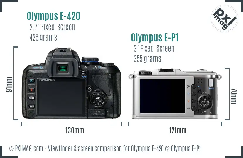 Olympus E-420 vs Olympus E-P1 Screen and Viewfinder comparison