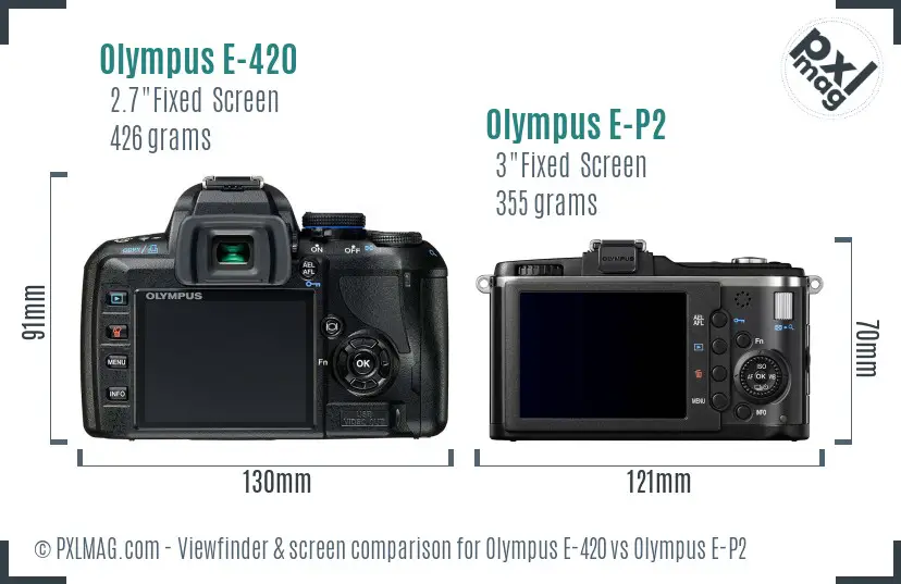 Olympus E-420 vs Olympus E-P2 Screen and Viewfinder comparison