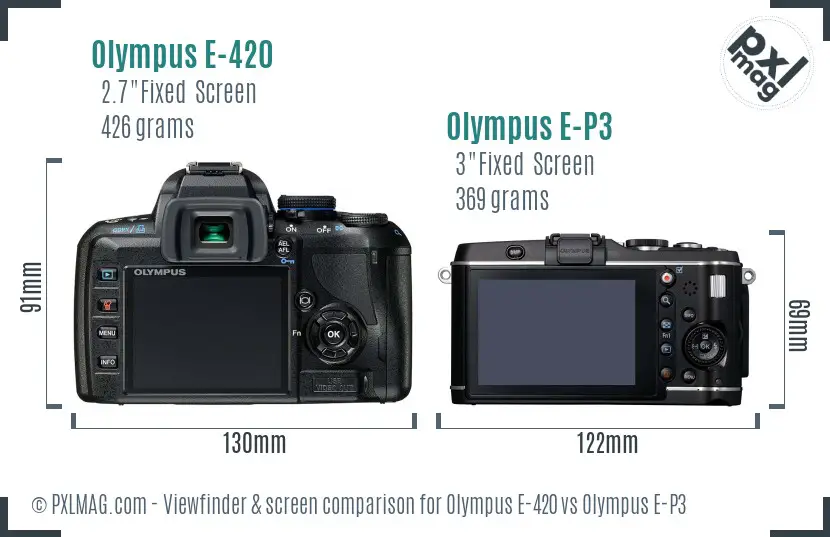 Olympus E-420 vs Olympus E-P3 Screen and Viewfinder comparison