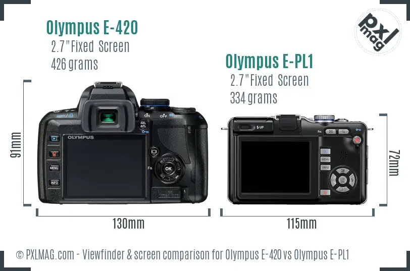 Olympus E-420 vs Olympus E-PL1 Screen and Viewfinder comparison