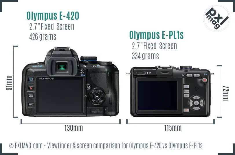 Olympus E-420 vs Olympus E-PL1s Screen and Viewfinder comparison