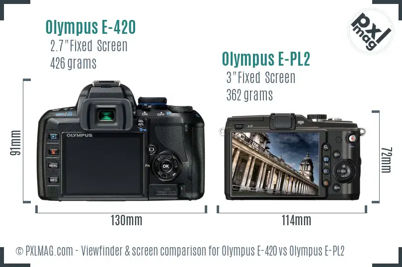 Olympus E-420 vs Olympus E-PL2 Screen and Viewfinder comparison