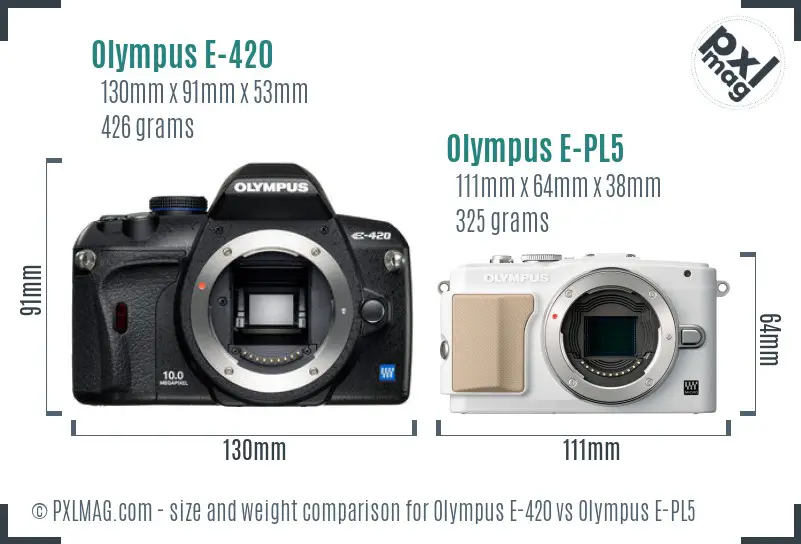 Olympus E-420 vs Olympus E-PL5 size comparison
