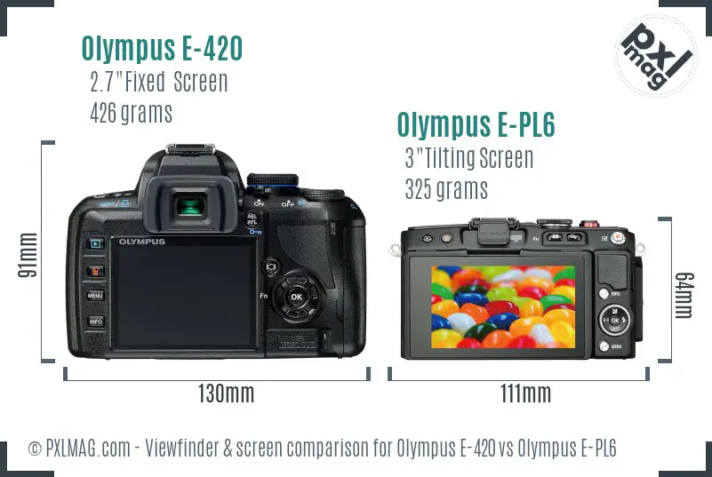 Olympus E-420 vs Olympus E-PL6 Screen and Viewfinder comparison