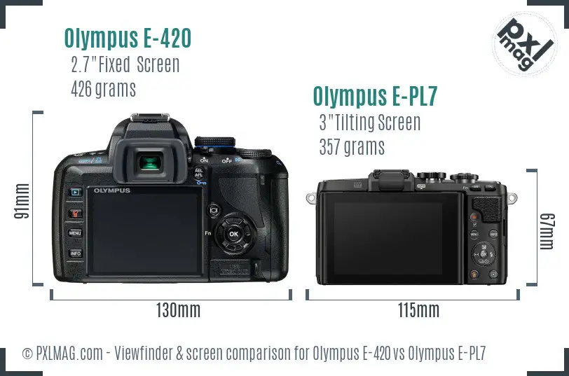 Olympus E-420 vs Olympus E-PL7 Screen and Viewfinder comparison