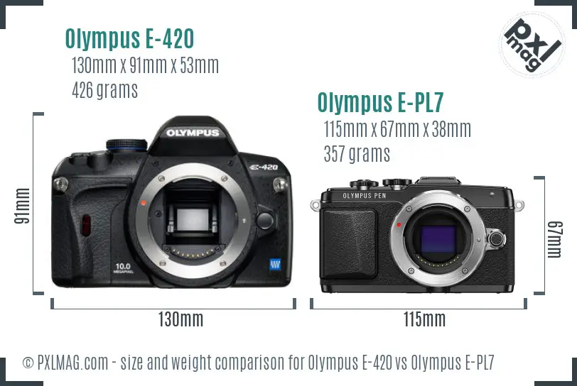 Olympus E-420 vs Olympus E-PL7 size comparison