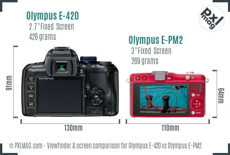 Olympus E-420 vs Olympus E-PM2 Screen and Viewfinder comparison