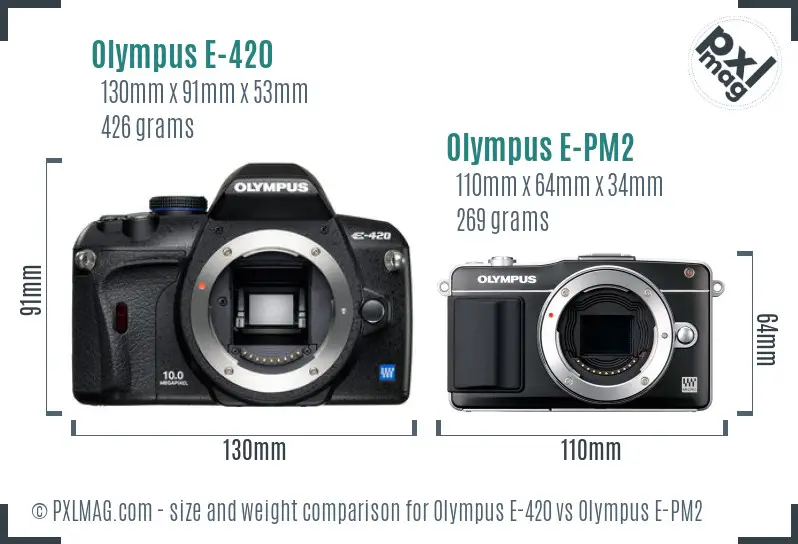 Olympus E-420 vs Olympus E-PM2 size comparison
