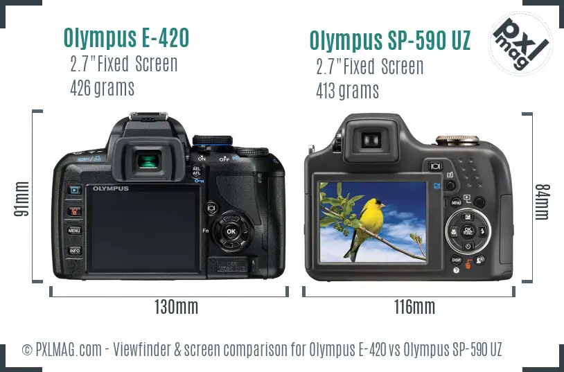 Olympus E-420 vs Olympus SP-590 UZ Screen and Viewfinder comparison