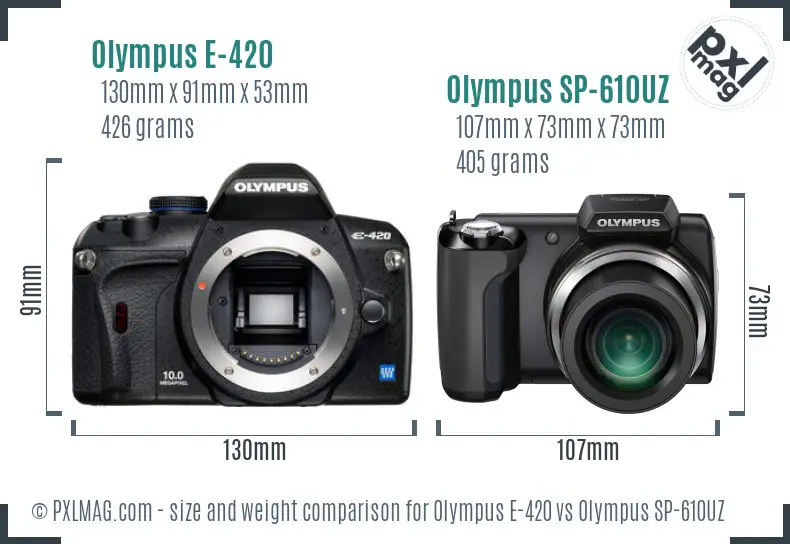 Olympus E-420 vs Olympus SP-610UZ size comparison