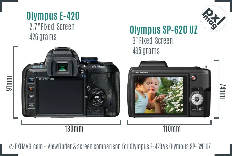 Olympus E-420 vs Olympus SP-620 UZ Screen and Viewfinder comparison