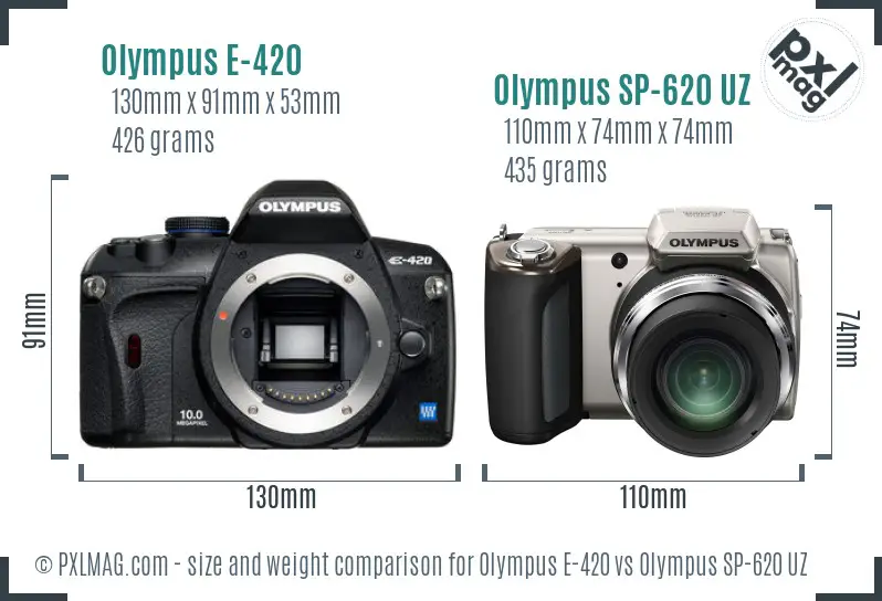 Olympus E-420 vs Olympus SP-620 UZ size comparison