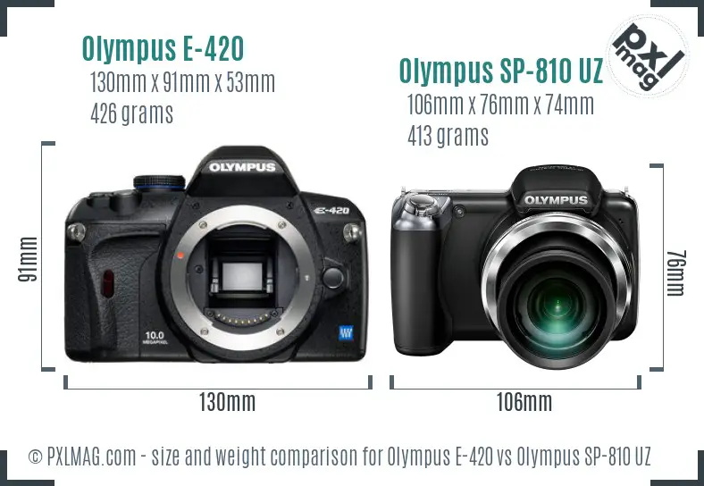 Olympus E-420 vs Olympus SP-810 UZ size comparison
