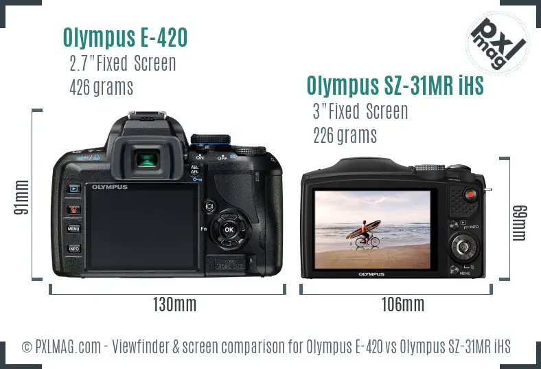 Olympus E-420 vs Olympus SZ-31MR iHS Screen and Viewfinder comparison