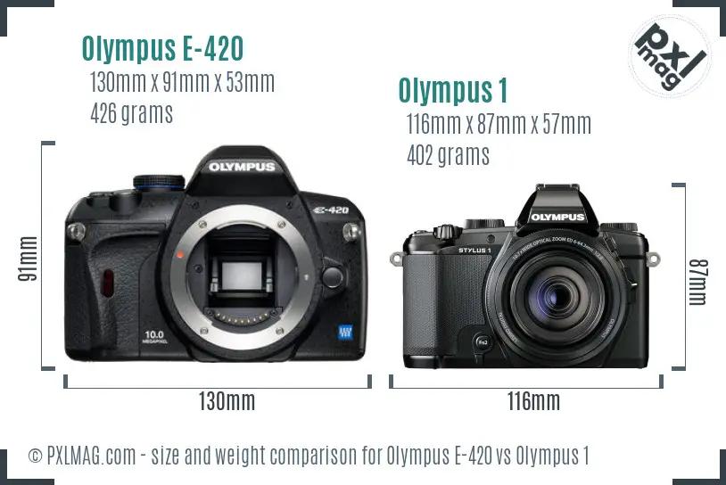 Olympus E-420 vs Olympus 1 size comparison
