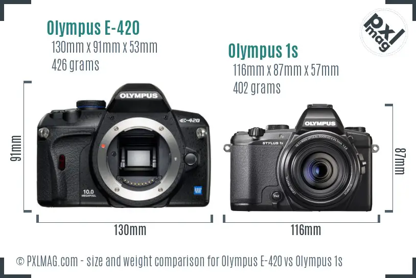 Olympus E-420 vs Olympus 1s size comparison