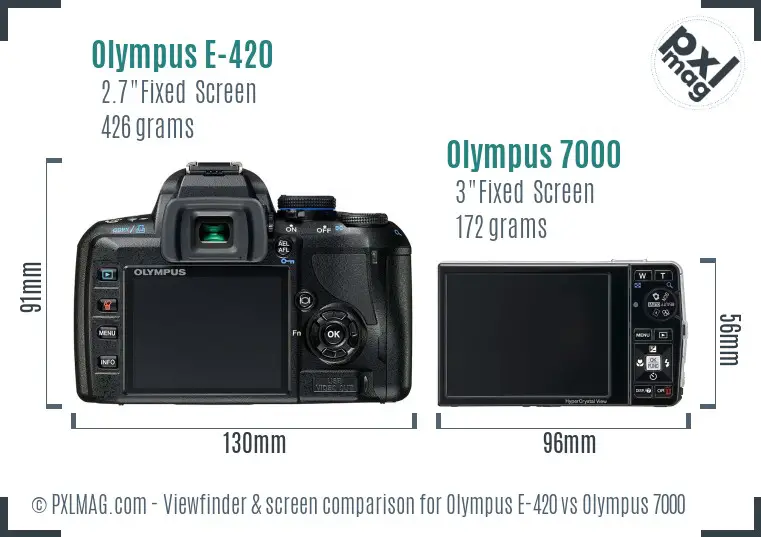 Olympus E-420 vs Olympus 7000 Screen and Viewfinder comparison