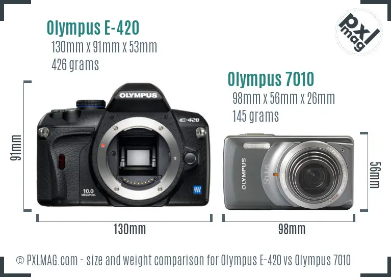 Olympus E-420 vs Olympus 7010 size comparison