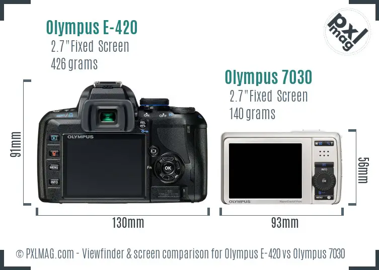 Olympus E-420 vs Olympus 7030 Screen and Viewfinder comparison