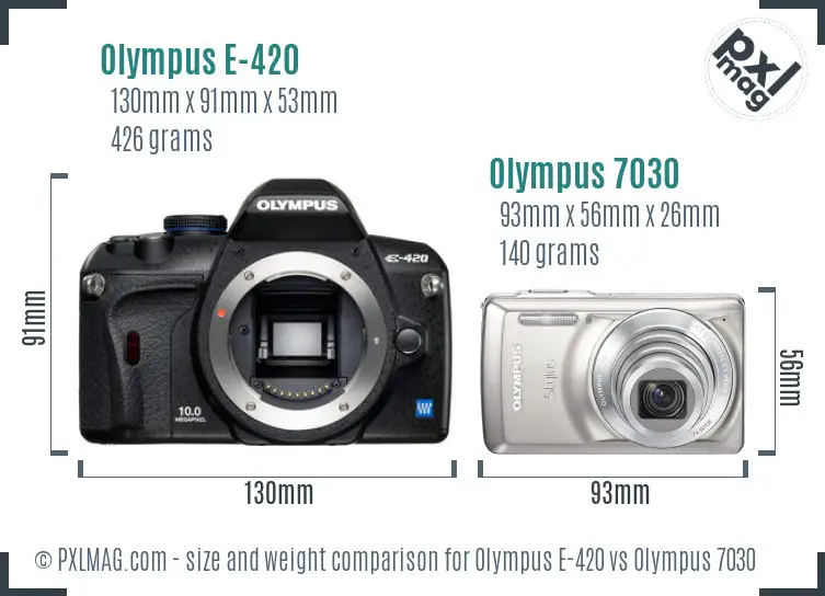 Olympus E-420 vs Olympus 7030 size comparison