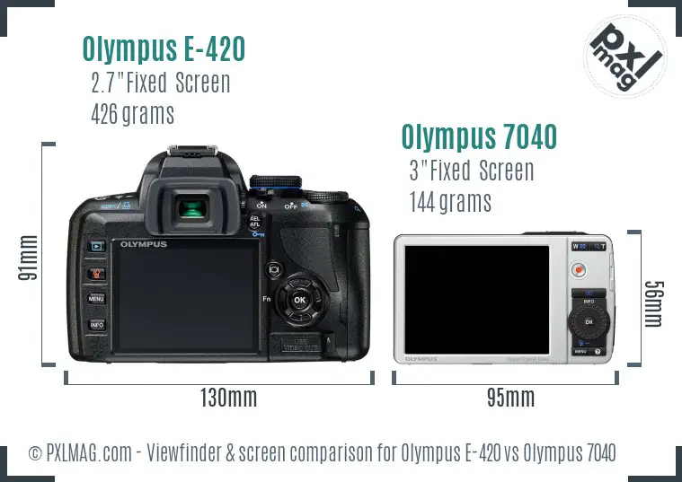 Olympus E-420 vs Olympus 7040 Screen and Viewfinder comparison