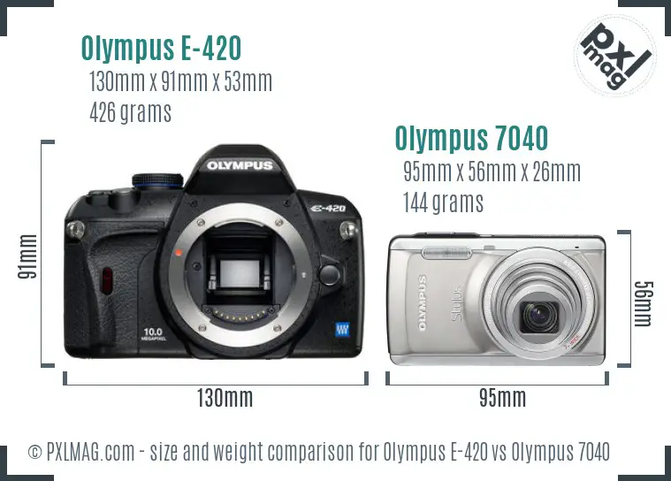 Olympus E-420 vs Olympus 7040 size comparison