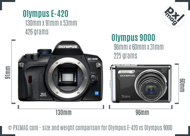 Olympus E-420 vs Olympus 9000 size comparison