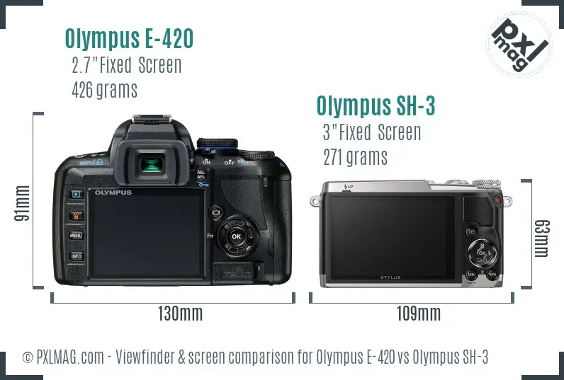 Olympus E-420 vs Olympus SH-3 Screen and Viewfinder comparison