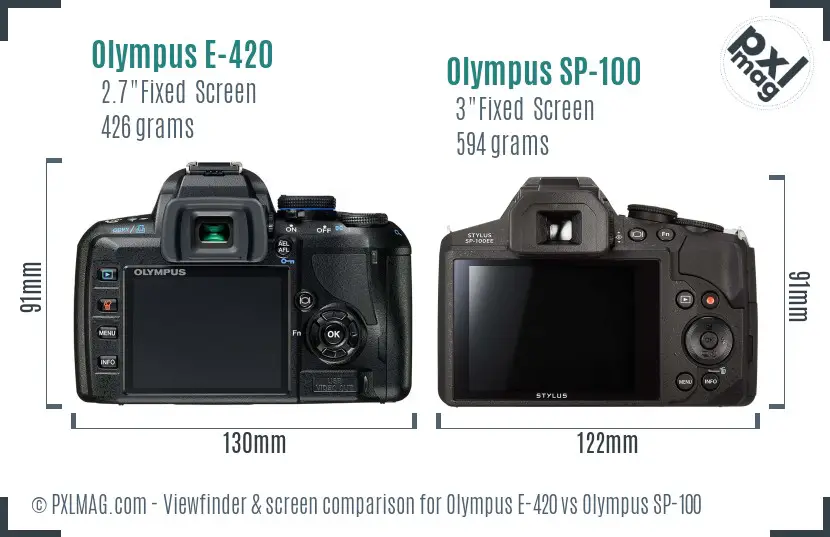 Olympus E-420 vs Olympus SP-100 Screen and Viewfinder comparison