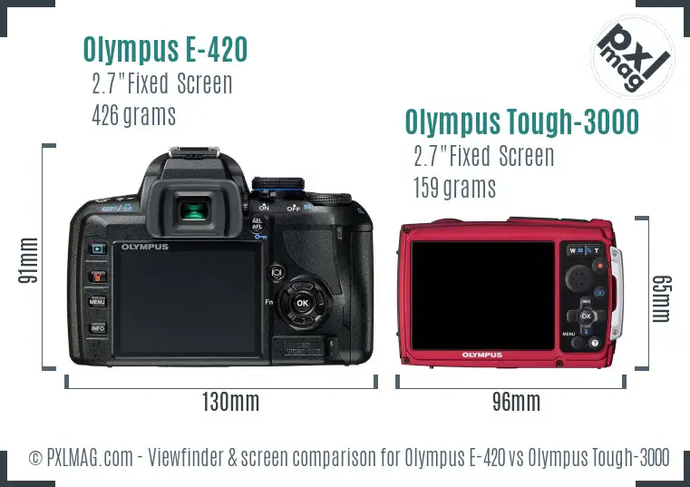 Olympus E-420 vs Olympus Tough-3000 Screen and Viewfinder comparison