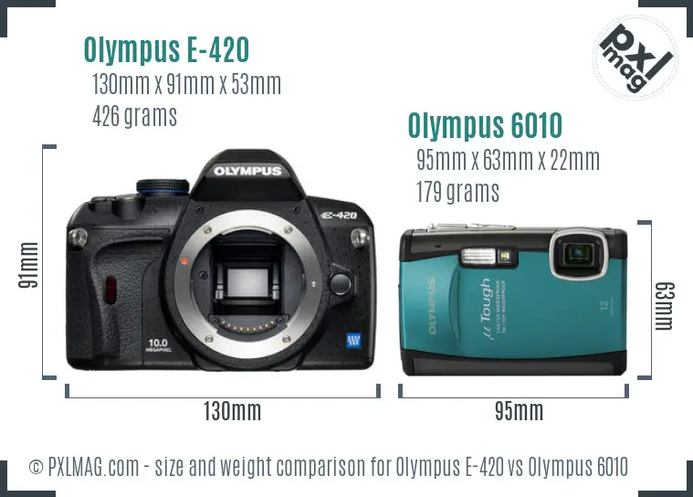 Olympus E-420 vs Olympus 6010 size comparison