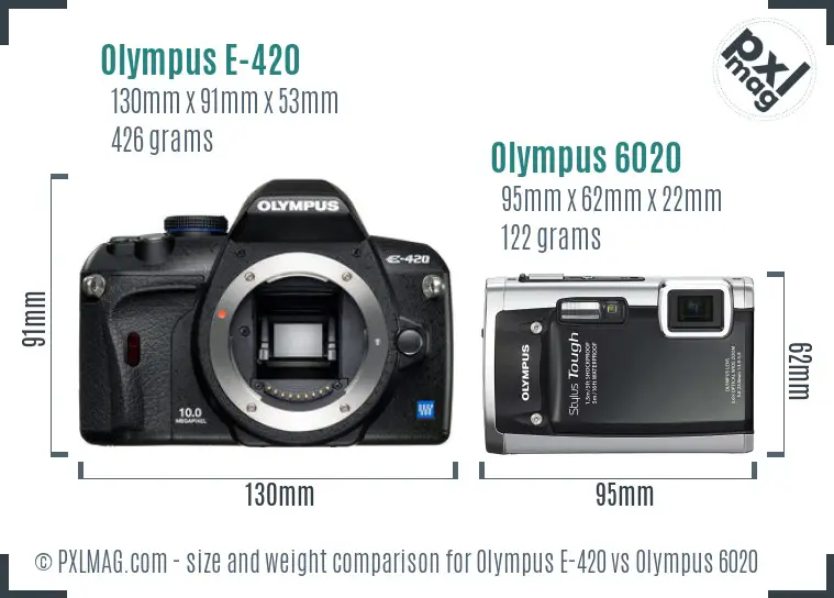 Olympus E-420 vs Olympus 6020 size comparison