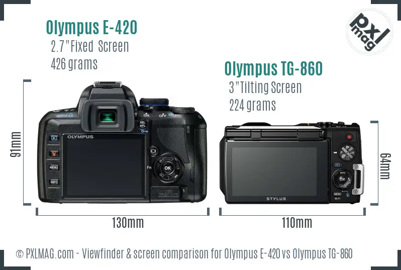 Olympus E-420 vs Olympus TG-860 Screen and Viewfinder comparison