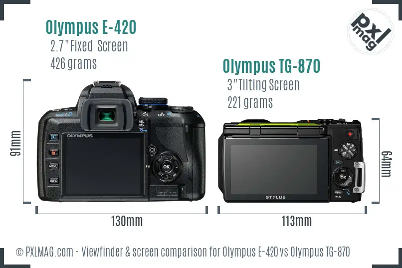 Olympus E-420 vs Olympus TG-870 Screen and Viewfinder comparison